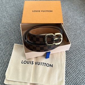 LOUIS VUITTON Damier Azur Ceinture Initial Belt 86CM M9609 LV Auth 22207  Cloth ref.334422 - Joli Closet